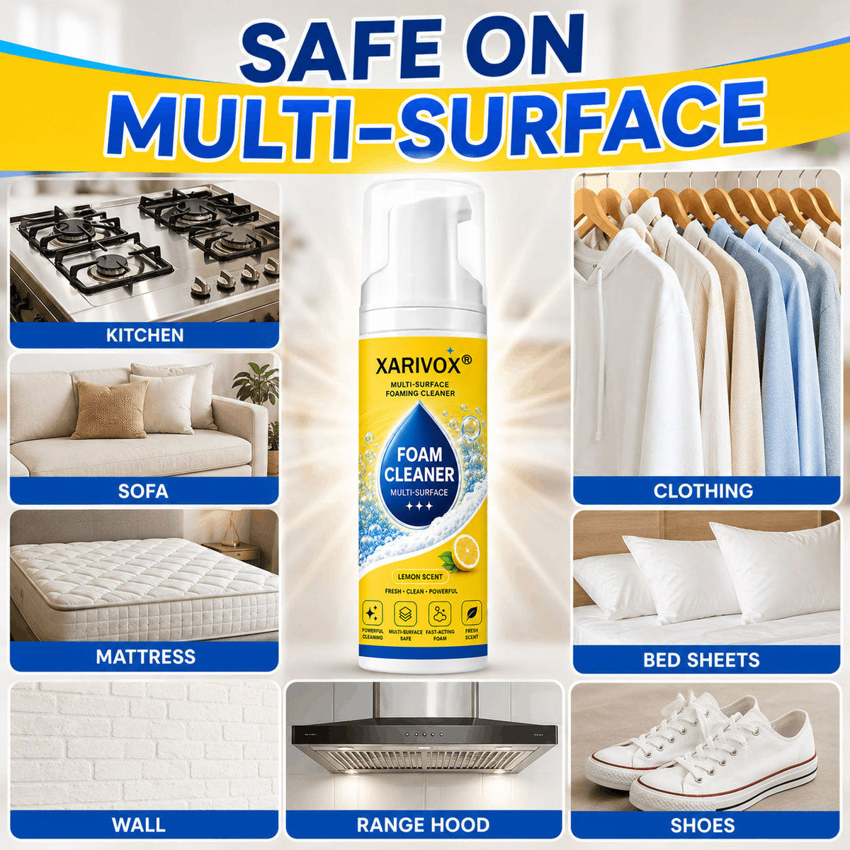 🔥Last Day 50% OFF🔥 Foam No-Rinse Cleaner — One Foam, More Surfaces for Tough Stains, Sofas, Carpets, Upholstery & Car Interiors