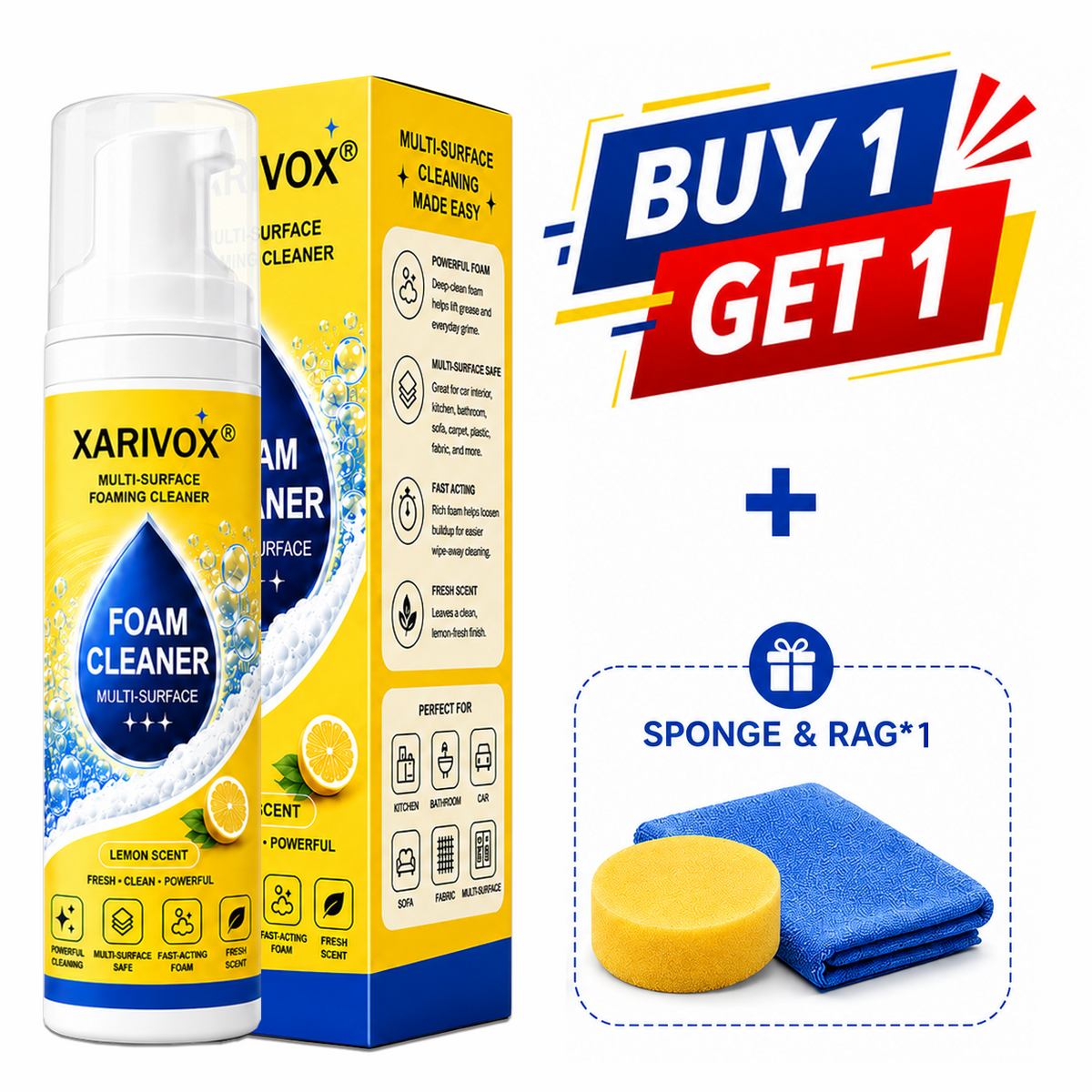 🔥Last Day 50% OFF🔥 Foam No-Rinse Cleaner — One Foam, More Surfaces for Tough Stains, Sofas, Carpets, Upholstery & Car Interiors