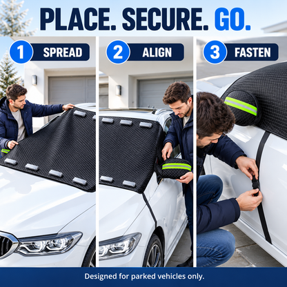 Car Windshield Protector Cover - Waterproof, All-Season Outdoor Wind Screen Shield for Most Vehicles (Snow, Ice, Frost, Dust, Rain Protection)