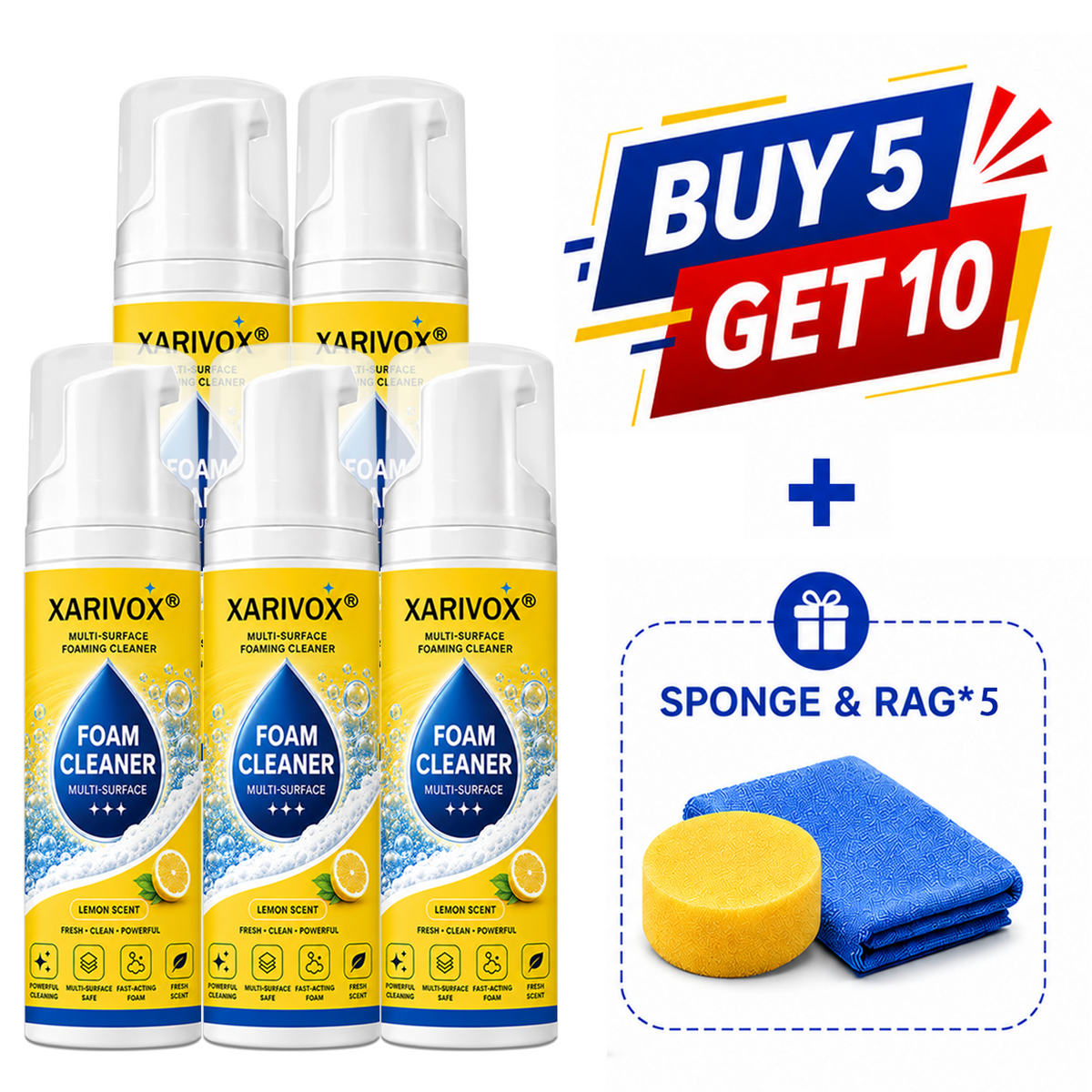 🔥Last Day 50% OFF🔥 Foam No-Rinse Cleaner — One Foam, More Surfaces for Tough Stains, Sofas, Carpets, Upholstery & Car Interiors